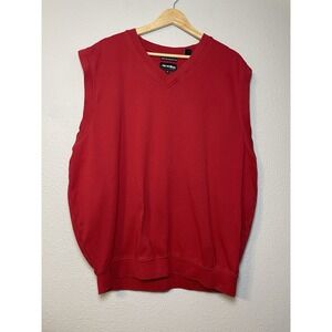 Bolle Golf Sweater Tank Vest XL Red Knit Pima‎ V-Neck Sleeveless Cotton
